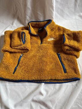 Nike Gold Sherpa Pullover with Blue Accents